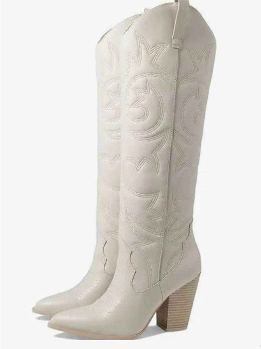 Steve Madden Cream Tall Western Heeled Boots